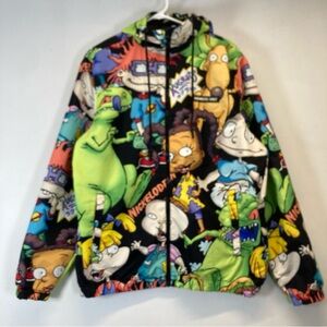 Members Only Rugrats Jacket Mens M Nickelodeon Full Zip Hooded AOP Cartoon